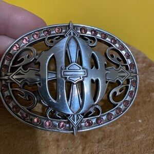 Harley-Davidson Silver Oval Belt Buckle with Gold Accents